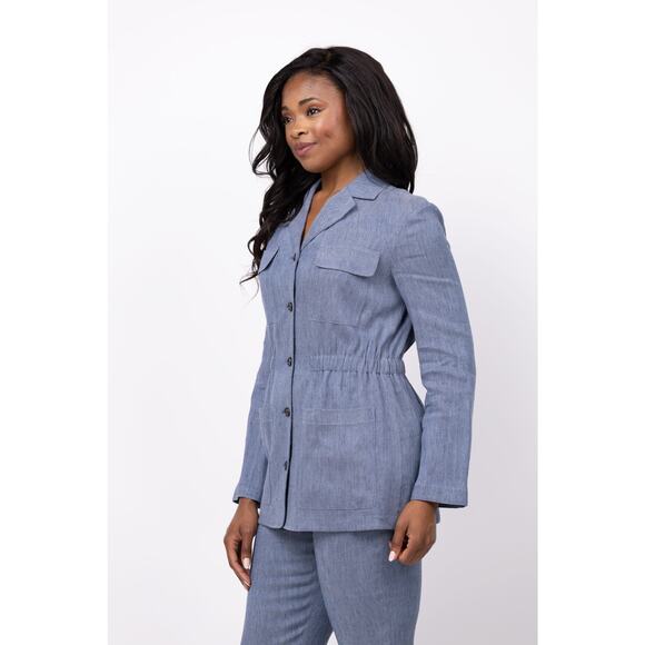 THEORY Fluid Linen Cinch Jacket Blazer 12 - Picture 7 of 13